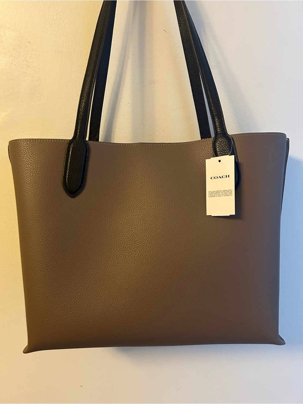 Coach Brown Leather Tote with Black Handles - Picture 6 of 16
